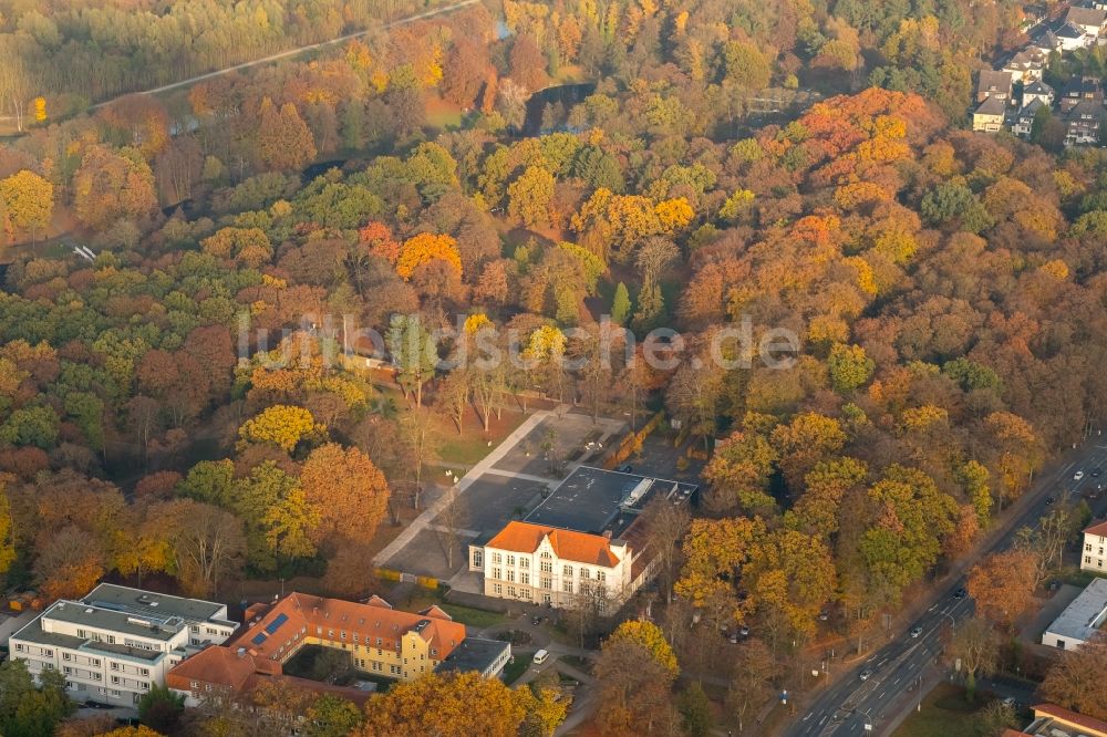 Luftaufnahme Hamm - Gebäude des Restaurant Kurhaus Bad Hamm in Hamm im Bundesland Nordrhein-Westfalen