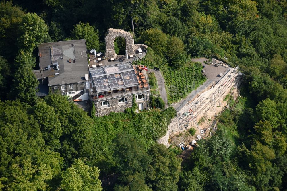 Remagen von oben - Gebäude des Restaurant Lutter & Wegner am Rolandsbogen im Ortsteil Rolandswerth in Remagen im Bundesland Rheinland-Pfalz, Deutschland