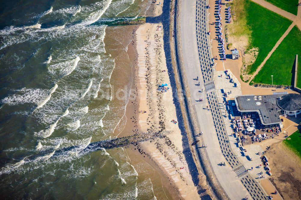 Luftaufnahme Norderney - Gebäude des Restaurant Milchbar Norderney auf der Insel Norderney im Bundesland Niedersachsen, Deutschland