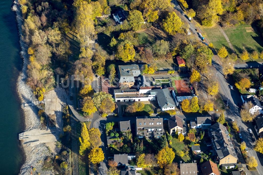 Luftaufnahme Duisburg - Gebäude des Restaurant Rheinlust Terrassen an der Kalkumer Straße in Duisburg im Bundesland Nordrhein-Westfalen, Deutschland