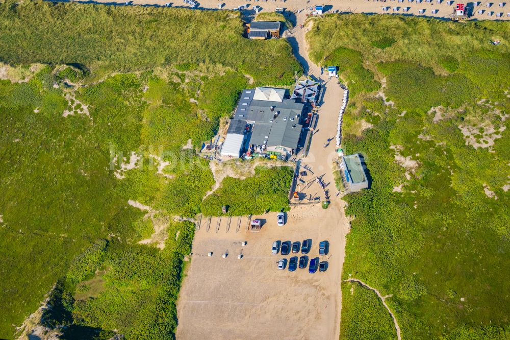 Luftaufnahme Sylt - Gebäude des Restaurant Samoa Seepferdchen im Ortsteil Rantum (Sylt) in Sylt im Bundesland Schleswig-Holstein, Deutschland