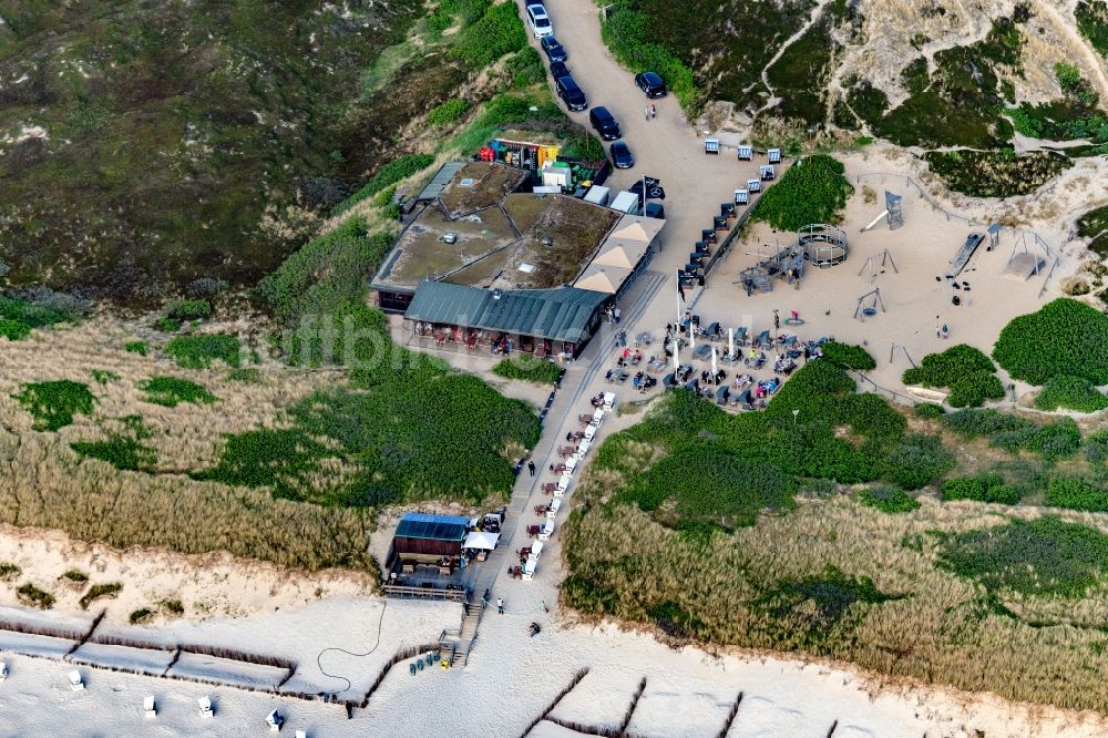 Luftaufnahme Sylt - Gebäude des Restaurant Sansibar im Ortsteil Rantum (Sylt) in Sylt im Bundesland Schleswig-Holstein, Deutschland