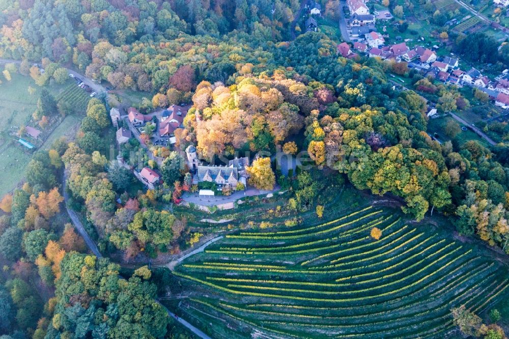 Sankt Martin aus der Vogelperspektive: Gebäude des Restaurant Schloss Kropsburg in Sankt Martin im Bundesland Rheinland-Pfalz, Deutschland