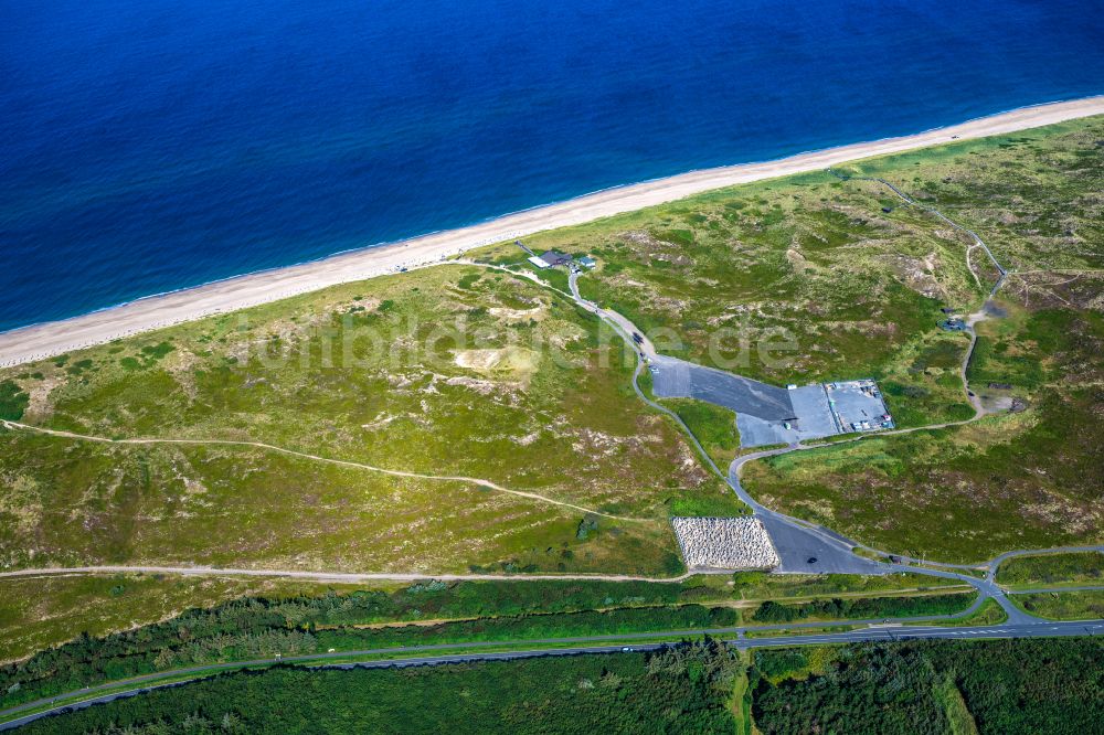 Sylt von oben - Gebäude des Restaurant Strandoase im Ortsteil Westerland in Sylt im Bundesland Schleswig-Holstein, Deutschland