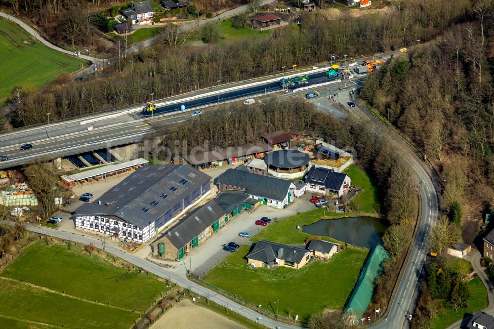 Stiepel von oben - Gebäude des Restaurant Wirtshaus Stiepel an der Brockhauser Straße in Stiepel im Bundesland Nordrhein-Westfalen, Deutschland