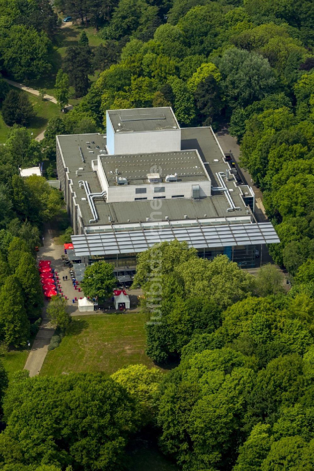 Luftaufnahme Recklinghausen - Gebäude des Ruhrfestspielhaus, Sitz der Ruhrfestspiele 2014 in Recklinghausen im Bundesland Nordrhein-Westfalen NRW