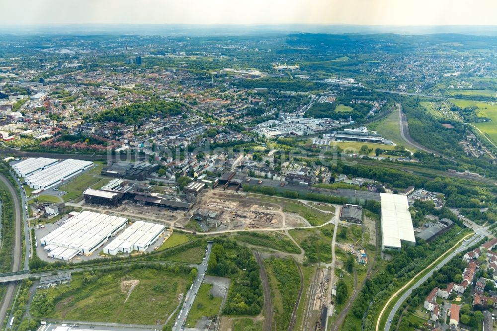 Luftaufnahme Dortmund - Gebäude- Ruine und Brachfläche auf dem ehemaligen Gelände der Hoesch-Stahl AG in Dortmund im Bundesland Nordrhein-Westfalen, Deutschland