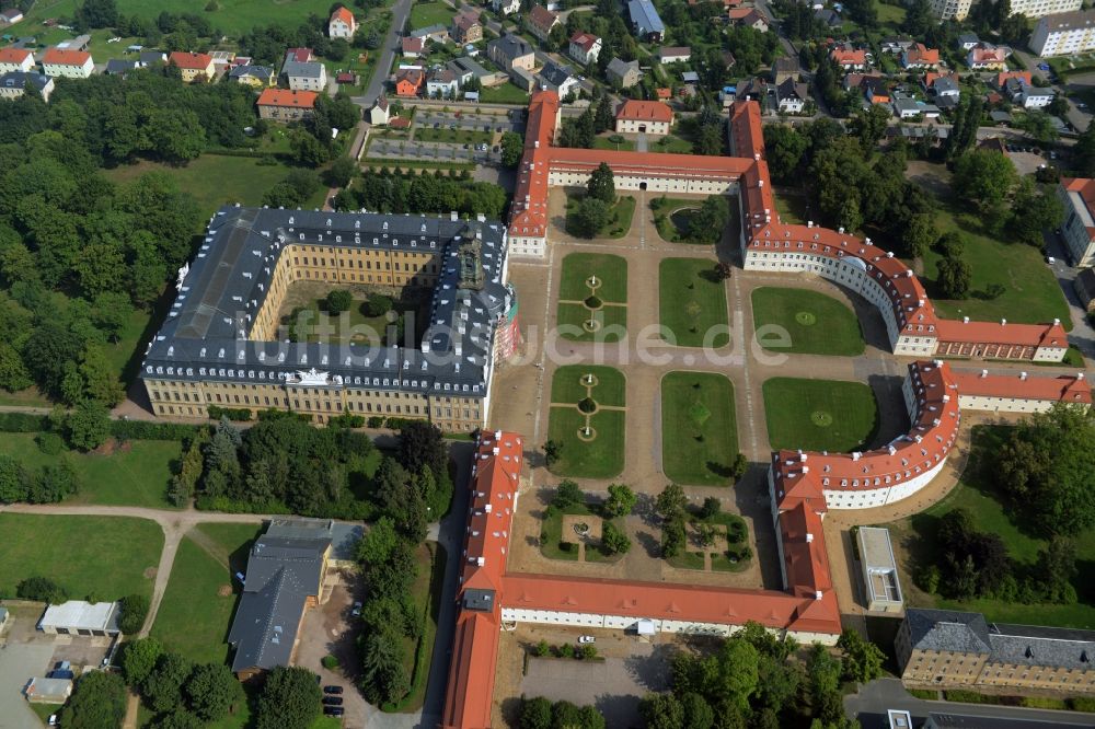 Wermsdorf aus der Vogelperspektive: Gebäude und Schlosspark des Schloß Hubertusburg Wermsdorf in Wermsdorf im Bundesland Sachsen