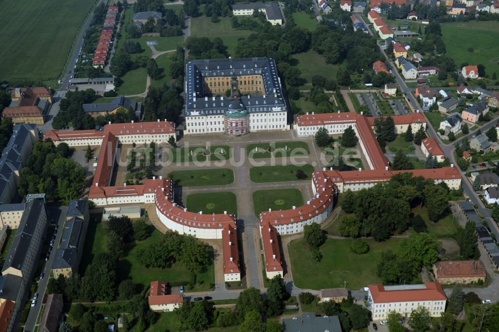 Wermsdorf von oben - Gebäude und Schlosspark des Schloß Hubertusburg Wermsdorf in Wermsdorf im Bundesland Sachsen