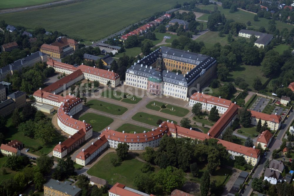 Luftaufnahme Wermsdorf - Gebäude und Schlosspark des Schloß Hubertusburg Wermsdorf in Wermsdorf im Bundesland Sachsen