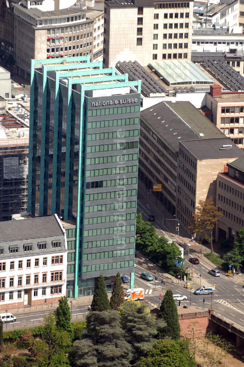 Frankfurt am Main von oben - Gebäude der Schweizer-National in Frankfurt