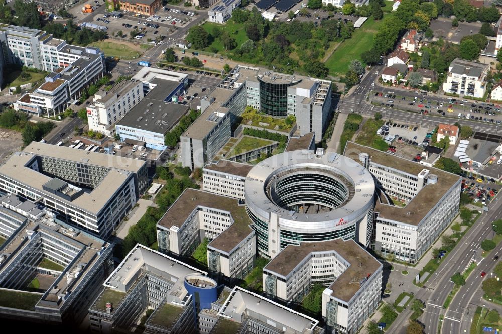 Offenbach am Main von oben - Gebäude mit Sitz des Konzerns Areva in Offenbach am Main im Bundesland Hessen