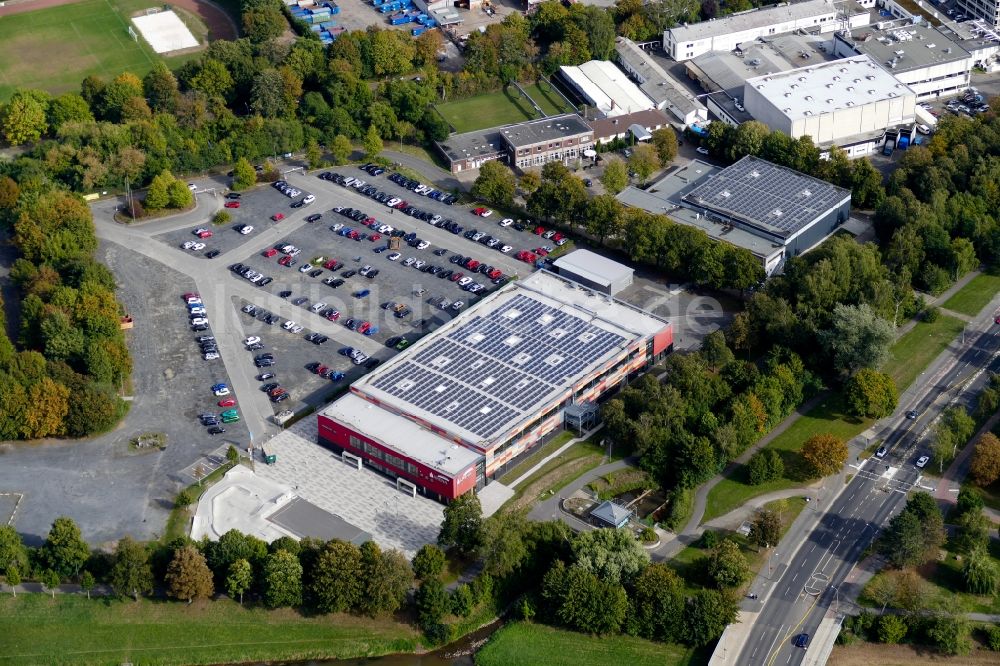 Göttingen von oben - Gebäude der Sporthalle Sparkassen-Arena in Göttingen im Bundesland Niedersachsen, Deutschland