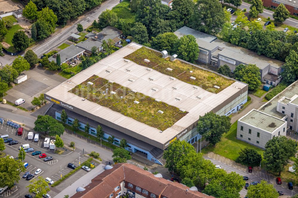 Luftaufnahme Mülheim an der Ruhr - Gebäude der Sporthalle Westenergie Sporthalle in Mülheim an der Ruhr im Bundesland Nordrhein-Westfalen, Deutschland