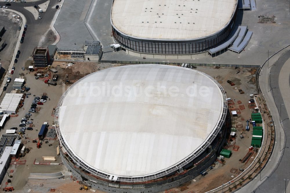 Luftaufnahme Rio de Janeiro - Gebäude des Sporthallen- Ensemble am Olympiapark vor den Sommerspielen der Spiele der XXXI. Olympiade in Rio de Janeiro in Rio de Janeiro, Brasilien