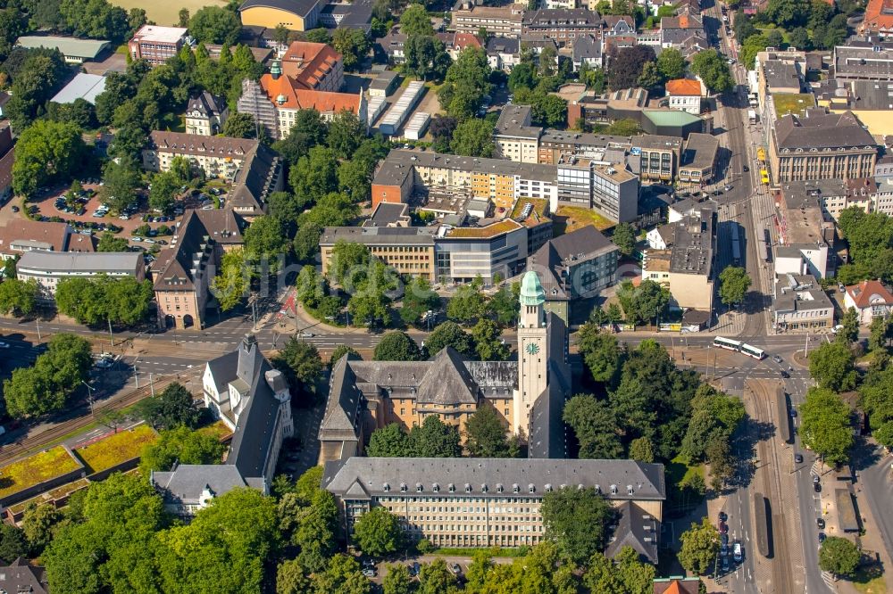 Luftbild Gelsenkirchen - Gebäude der Stadtverwaltung - Rathaus Buer am Rathausplatz in Gelsenkirchen im Bundesland Nordrhein-Westfalen