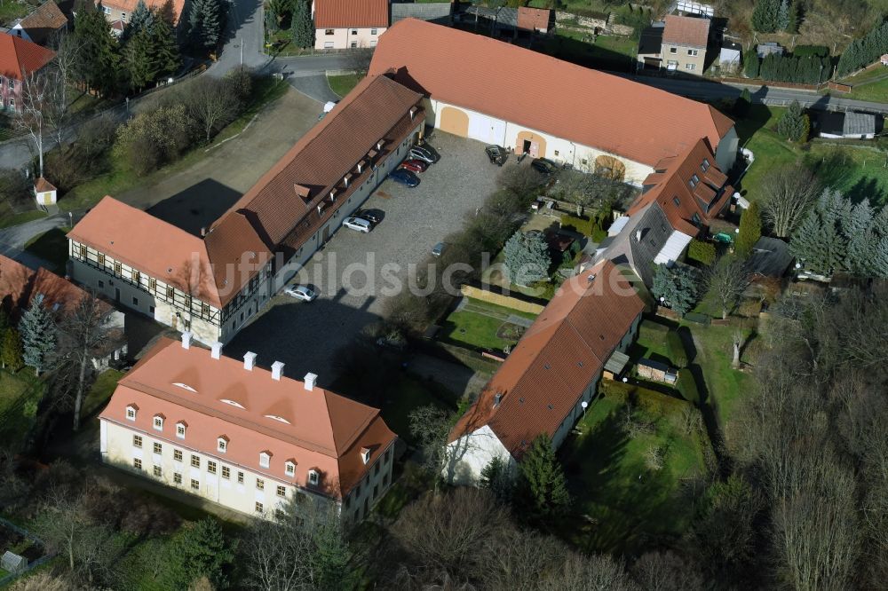 Luftbild Stauchitz - Gebäude der Stadtverwaltung - Rathaus Gemeinde Stauchitz am Thomas-Müntzer-Platz in Stauchitz im Bundesland Sachsen