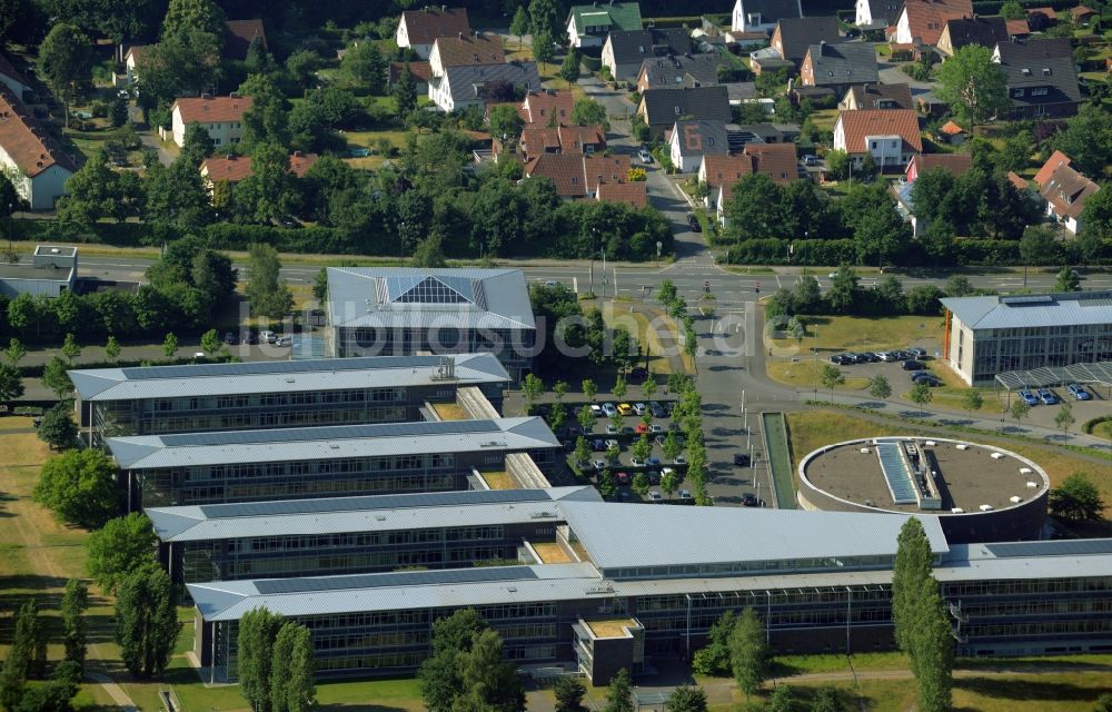 Gütersloh aus der Vogelperspektive: Gebäude der Stadtverwaltung - Rathaus in Gütersloh im Bundesland Nordrhein-Westfalen