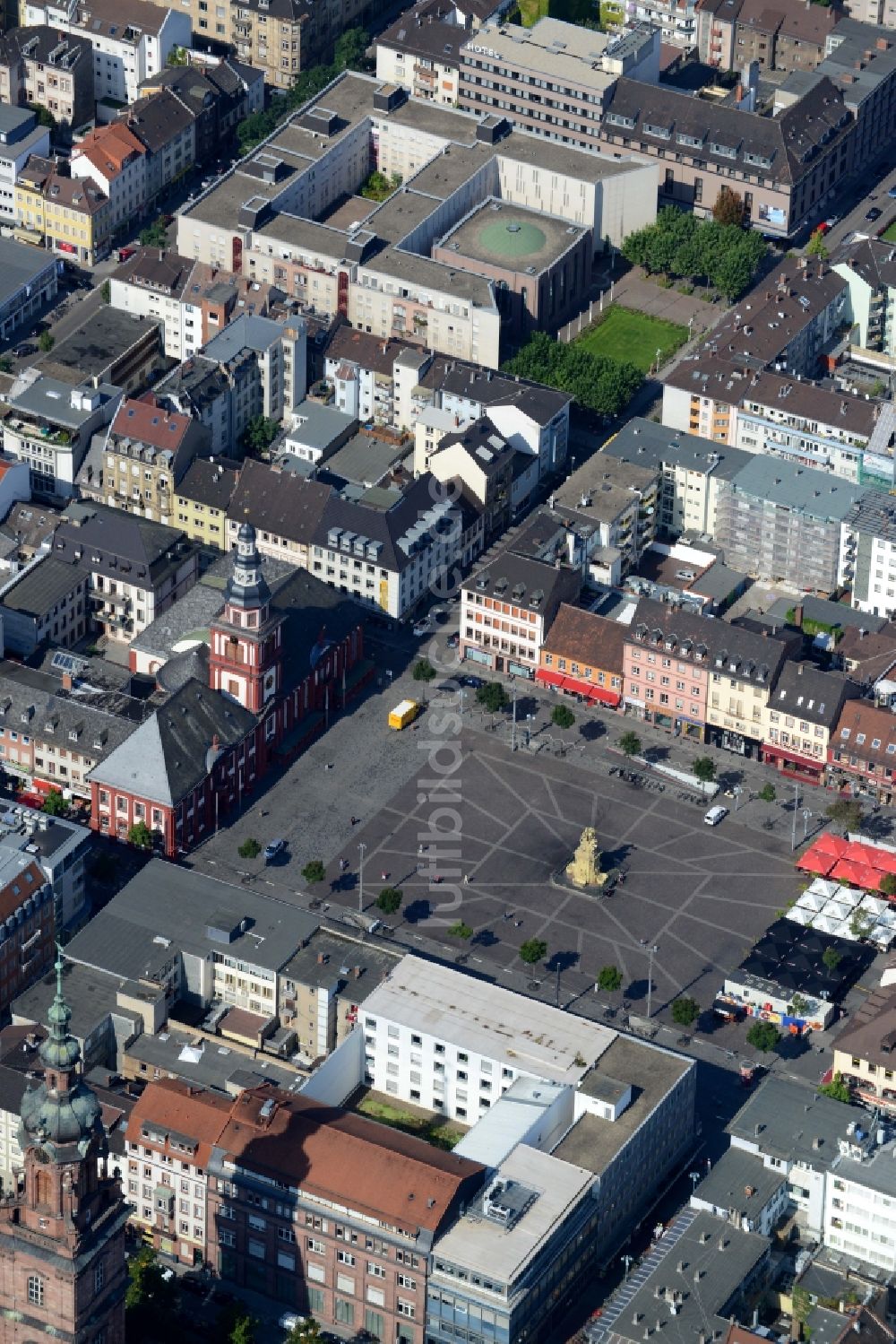 Luftaufnahme Mannheim - Gebäude der Stadtverwaltung - Rathaus am Marktplatz in Mannheim im Bundesland Baden-Württemberg