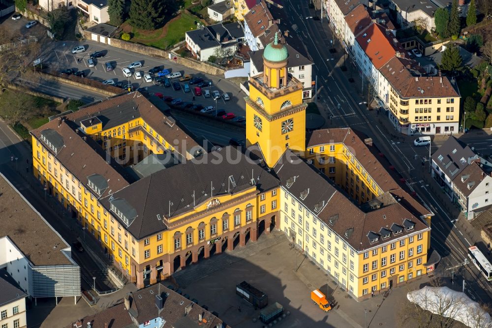 Luftbild Witten - Gebäude der Stadtverwaltung - Rathaus am Marktplatz in Witten im Bundesland Nordrhein-Westfalen