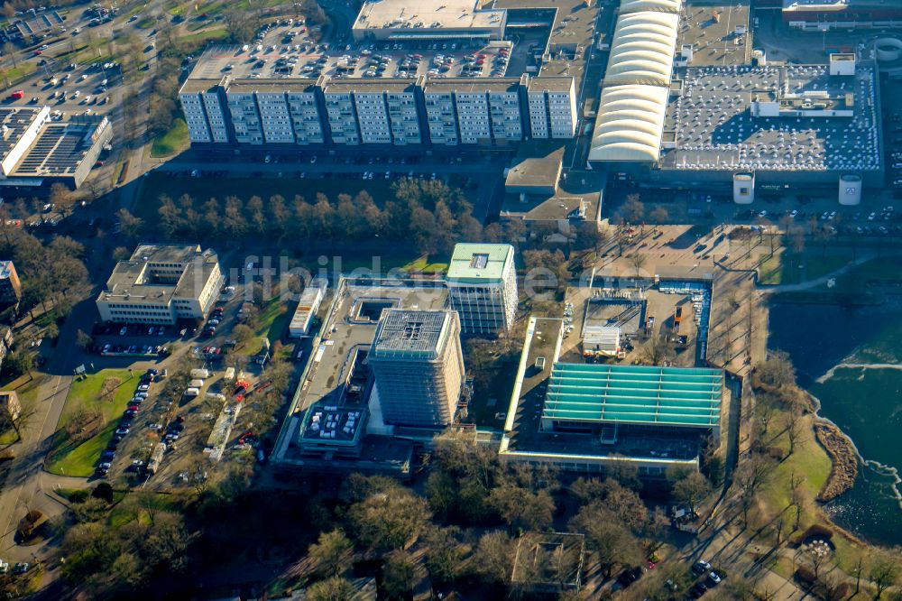 Luftaufnahme Marl - Gebäude der Stadtverwaltung - Rathaus in Marl im Bundesland Nordrhein-Westfalen, Deutschland