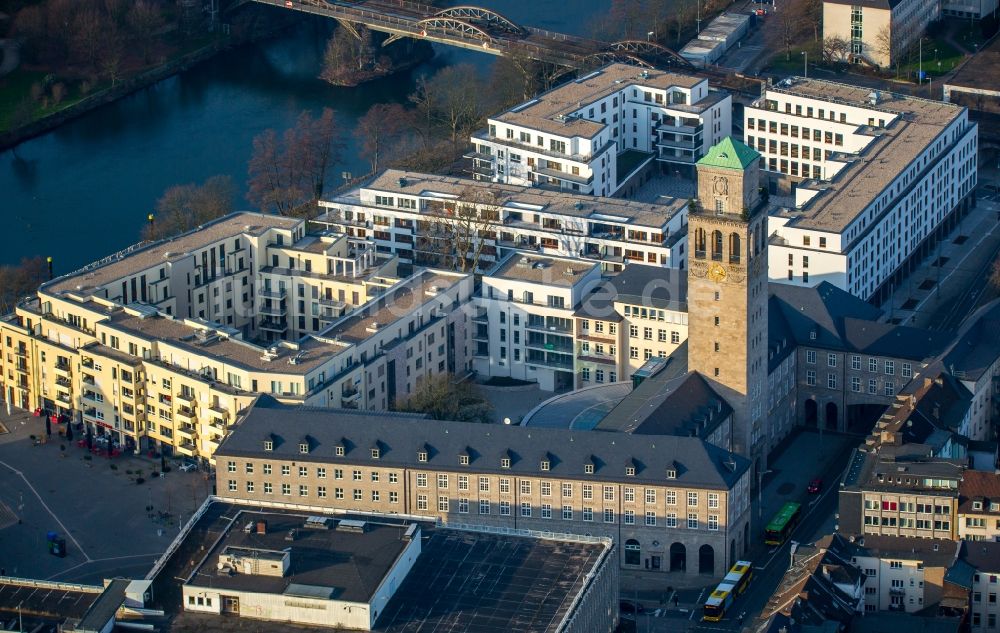 Luftaufnahme Mülheim an der Ruhr - Gebäude der Stadtverwaltung - Rathaus in Mülheim an der Ruhr im Bundesland Nordrhein-Westfalen