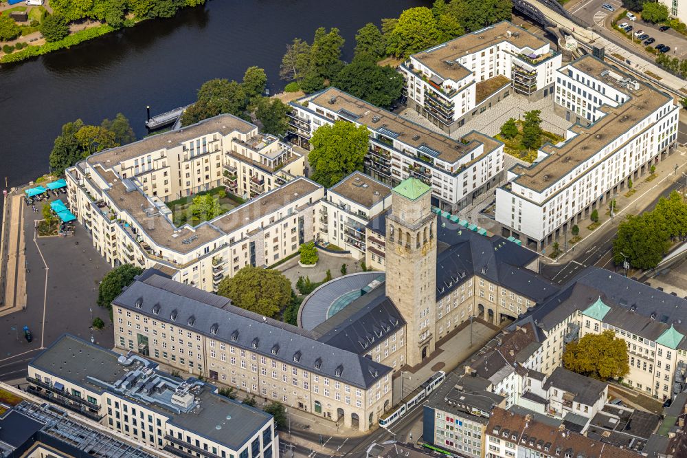 Luftaufnahme Mülheim an der Ruhr - Gebäude der Stadtverwaltung - Rathaus in Mülheim an der Ruhr im Bundesland Nordrhein-Westfalen