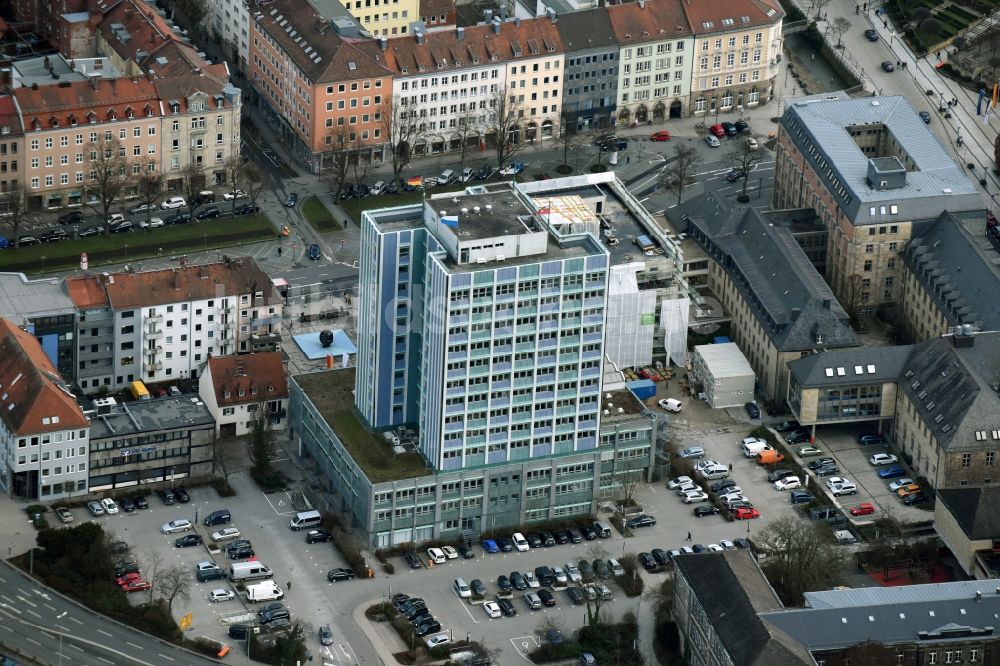 Luftbild Bayreuth - Gebäude der Stadtverwaltung - Rathaus Neues Rathaus Einwohner- und Wahlamt am Luitpoldplatz in Bayreuth im Bundesland Bayern