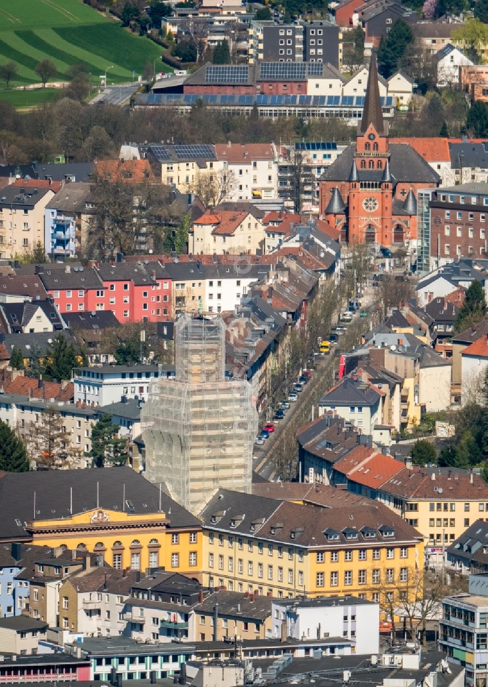 Luftbild Witten - Gebäude der Stadtverwaltung - Rathaus im Ortsteil Bommern in Witten im Bundesland Nordrhein-Westfalen