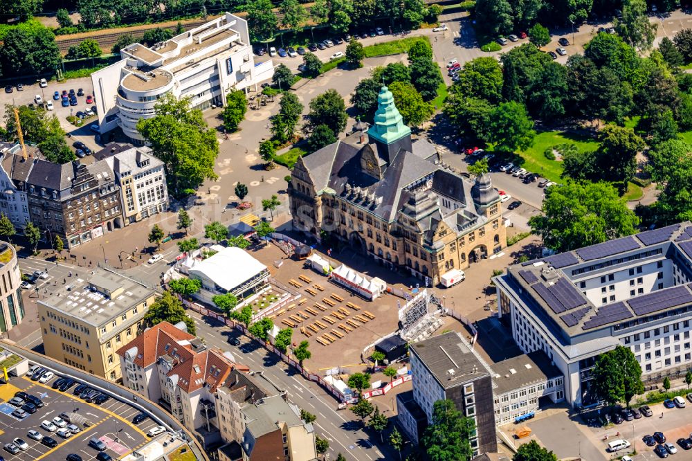 Recklinghausen von oben - Gebäude der Stadtverwaltung - Rathaus in Recklinghausen im Bundesland Nordrhein-Westfalen, Deutschland