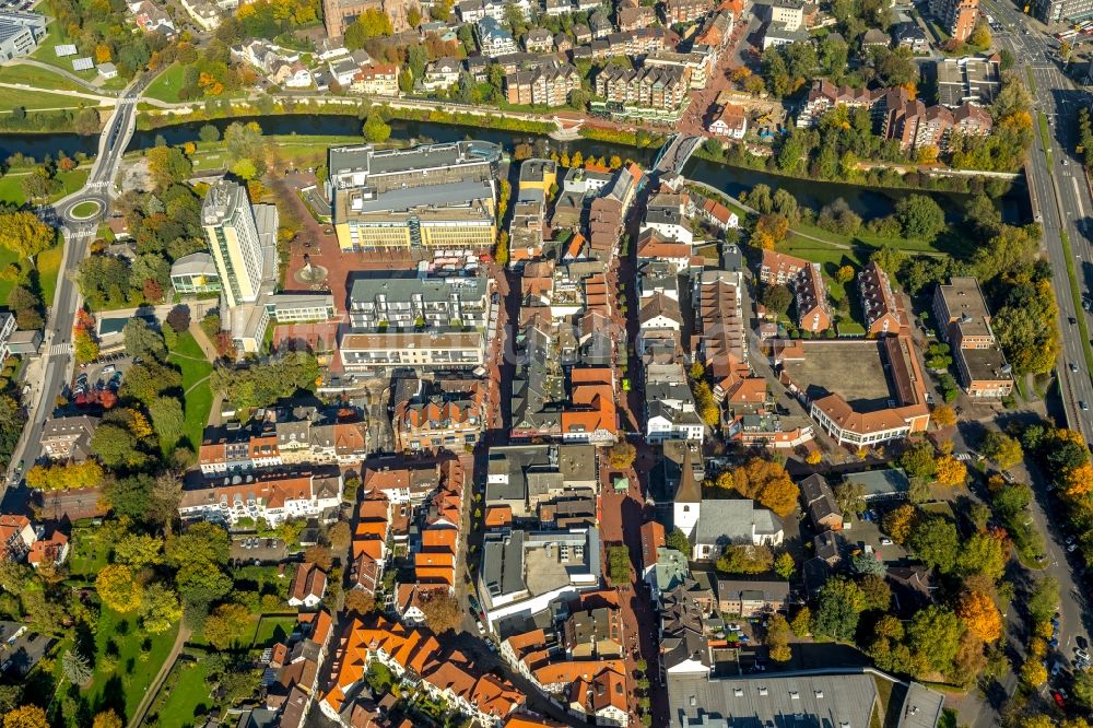 Lünen von oben - Gebäude der Stadtverwaltung - Rathaus Stadt Lünen in Lünen im Bundesland Nordrhein-Westfalen, Deutschland