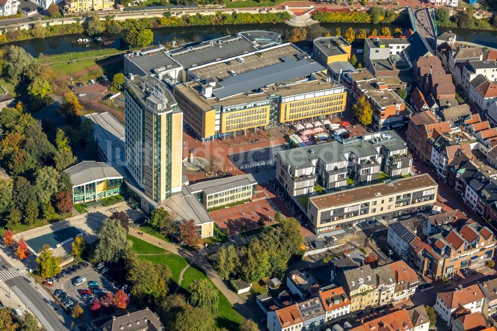 Lünen aus der Vogelperspektive: Gebäude der Stadtverwaltung - Rathaus Stadt Lünen in Lünen im Bundesland Nordrhein-Westfalen, Deutschland