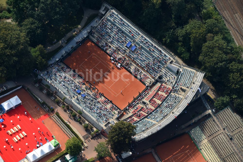 Berlin aus der Vogelperspektive: Gebäude der Tennis- Arena Steffi-Graf-Stadion in Berlin, Deutschland