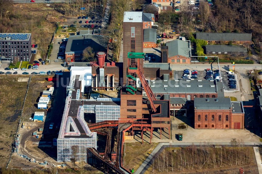 Essen aus der Vogelperspektive: Gebäude des Theaters und Kunstzentrum PACT Zollverein Performing Arts Choreographisches Zentrum NRW Tanzlandschaft Ruhr in Essen im Bundesland Nordrhein-Westfalen