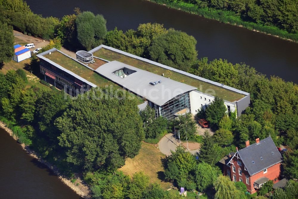 Magdeburg von oben - Gebäude des Wasserstraßen-Neubauamt am Kleinen Werder in Magdeburg im Bundesland Sachsen-Anhalt