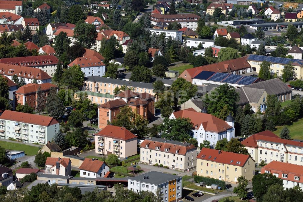 Luftbild Kamenz - Gebäude und Wohnhäuser an der Macherstraße in Kamenz im Bundesland Sachsen