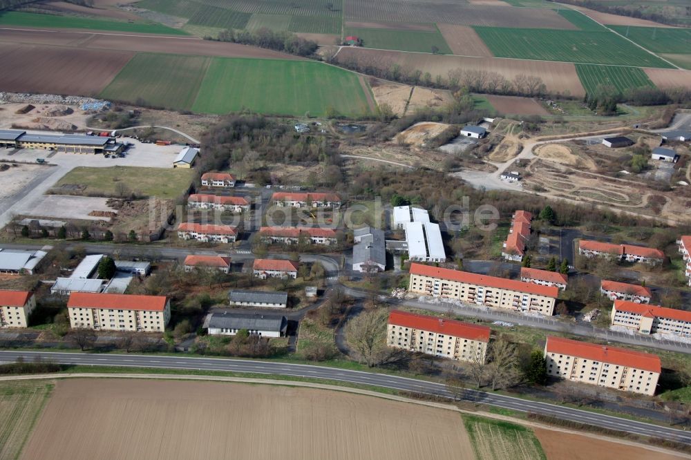 Nierstein aus der Vogelperspektive: Gebäudekomplex der ehemaligen Militär- Kaserne US Army Anderson Barracks Dexheim in Nierstein im Bundesland Rheinland-Pfalz