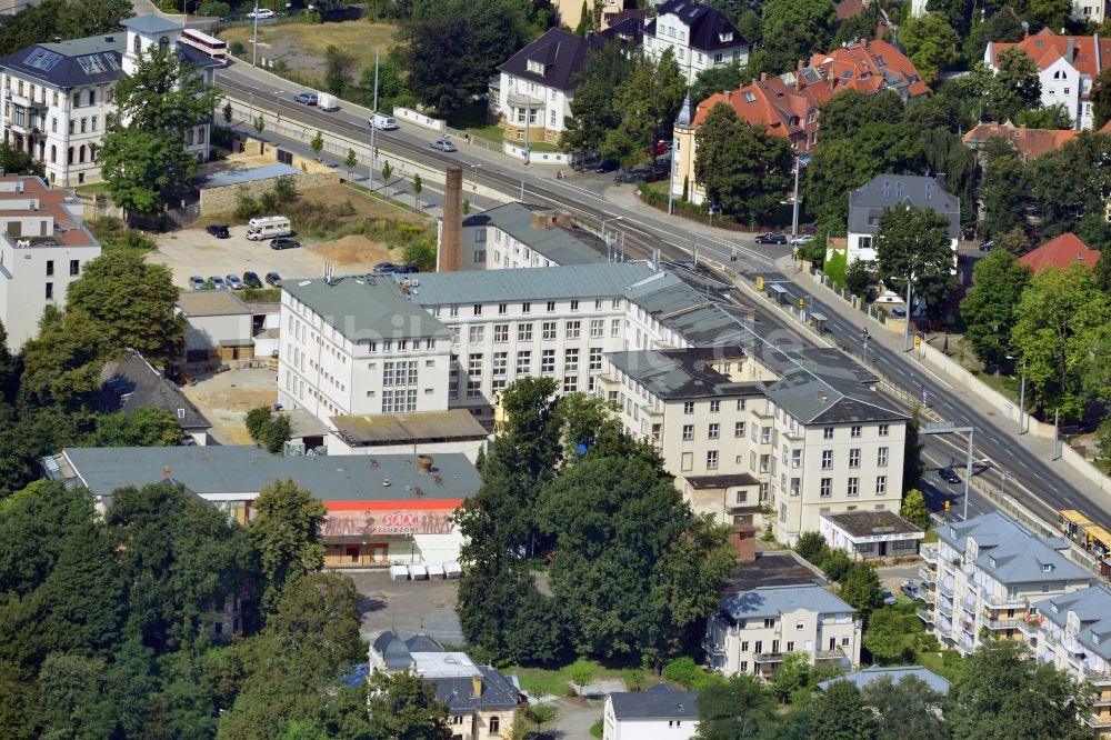 Dresden von oben - Gebäudekomplex der Gedenkstätte Bautzner Straße in Dresden im Bundesland Sachsen