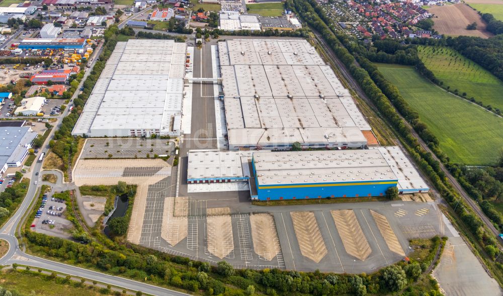 Luftaufnahme Werne - Gebäudekomplex und Gelände des leerstehenden Logistikzentrums am Wahrbrink in Werne im Bundesland Nordrhein-Westfalen, Deutschland