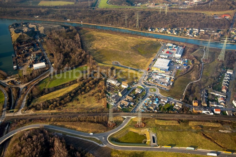 Luftaufnahme Herne - Gebäudekomplex und Gelände des Logistikparks Schloss Grimberg in Herne im Bundesland Nordrhein-Westfalen