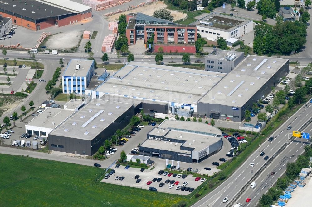 Luftbild Gersthofen - Gebäudekomplex und Gelände des Logistikzentrums der Faurecia Automotive GmbH an der Porschestraße in Gersthofen im Bundesland Bayern, Deutschland