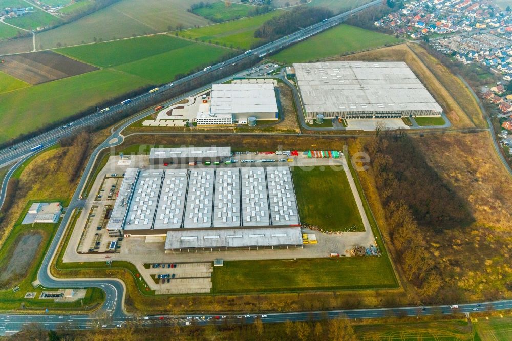 Bergkamen aus der Vogelperspektive: Gebäudekomplex und Gelände des Logistikzentrums der Herbert Heldt KG an der Ernst-von-Bodelschwingh-Street in Bergkamen im Bundesland Nordrhein-Westfalen, Deutschland