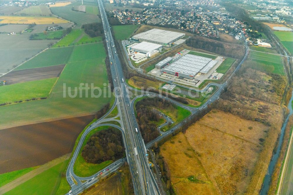 Luftbild Bergkamen - Gebäudekomplex und Gelände des Logistikzentrums der Herbert Heldt KG an der Ernst-von-Bodelschwingh-Street in Bergkamen im Bundesland Nordrhein-Westfalen, Deutschland