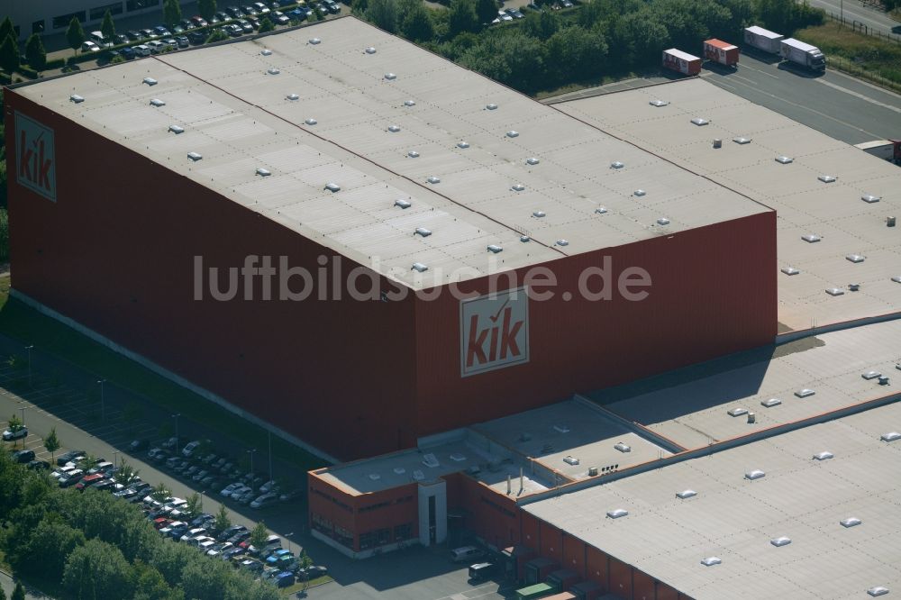 Luftaufnahme Bönen - Gebäudekomplex und Gelände des Logistikzentrums KiK Textilien & Non-Food GmbH in Bönen im Bundesland Nordrhein-Westfalen