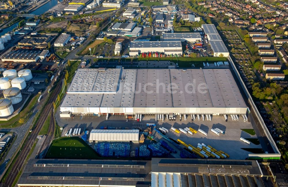 Luftaufnahme Hamm - Gebäudekomplex und Gelände des Logistikzentrums der MGL Metro Group an der Hafenstraße in Hamm im Bundesland Nordrhein-Westfalen