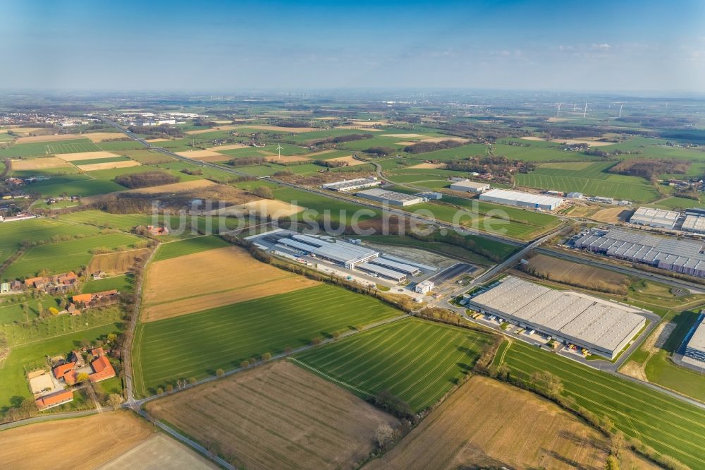 Luftaufnahme Hamm - Gebäudekomplex und Gelände des Logistikzentrums der Prologis Germany Management GmbH und der DPD Deutschland GmbH am Osterbönener Weg in Hamm im Bundesland Nordrhein-Westfalen, Deutschland