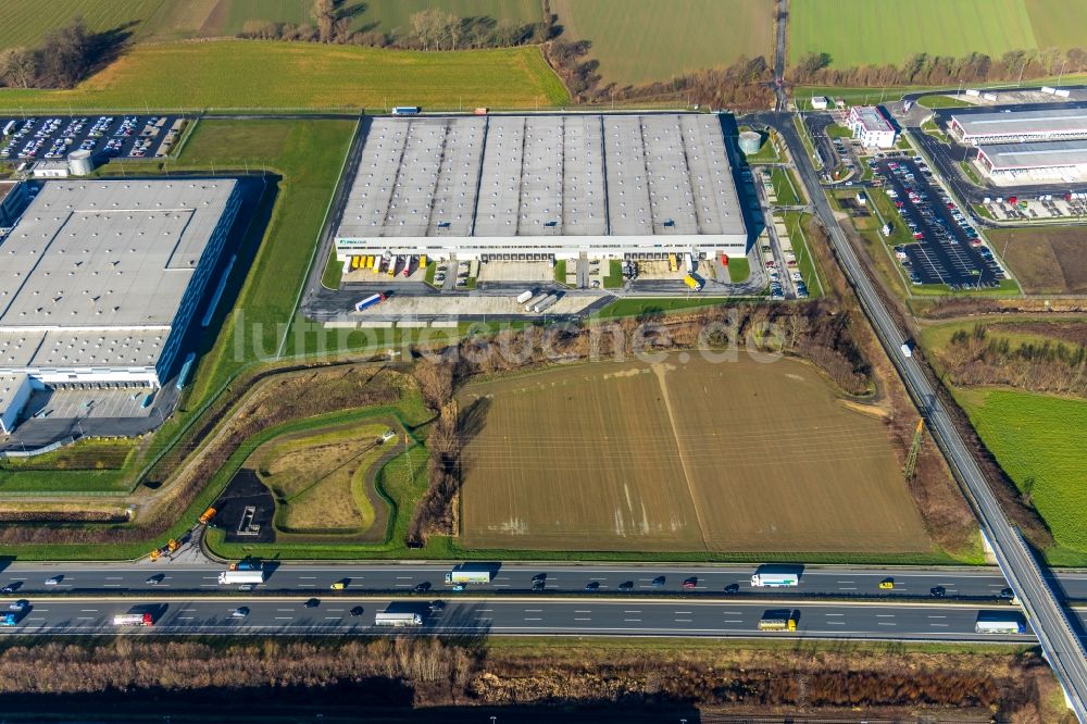 Hamm aus der Vogelperspektive: Gebäudekomplex und Gelände des Logistikzentrums der ProLogis in Hamm im Bundesland Nordrhein-Westfalen, Deutschland