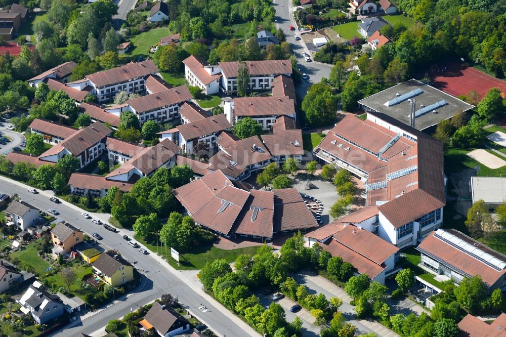 Hof von oben - Gebäudekomplex der Hochschule in Hof im Bundesland Bayern, Deutschland