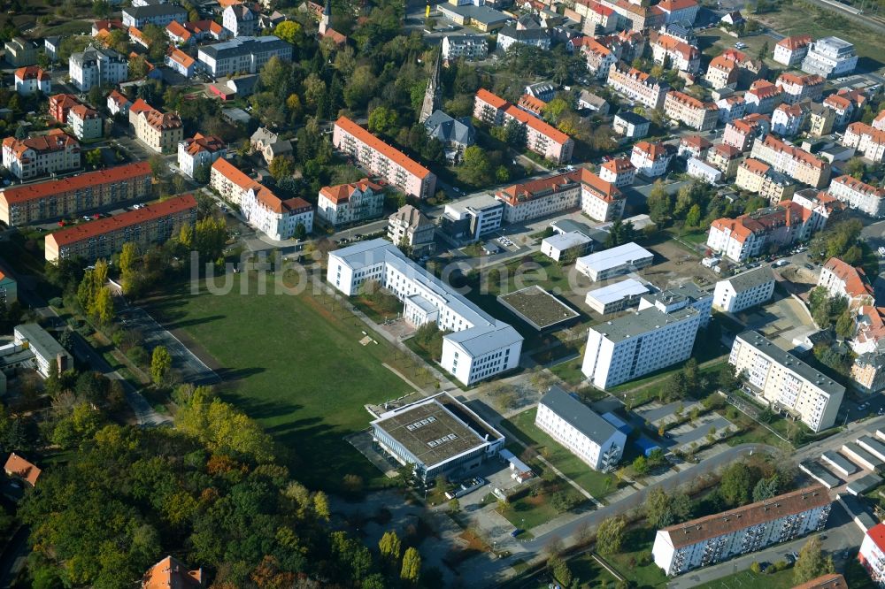 Meißen aus der Vogelperspektive: Gebäudekomplex der Hochschule Meißen (FH) in Meißen im Bundesland Sachsen, Deutschland