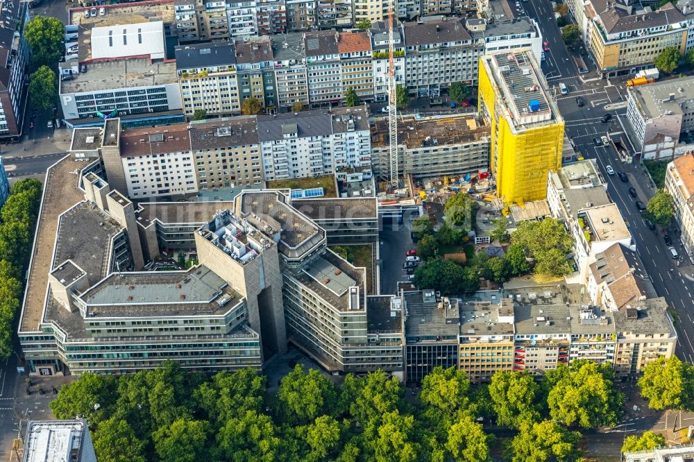 Düsseldorf von oben - Gebäudekomplex der Hotelanlage Hotel Nikko in Düsseldorf im Bundesland Nordrhein-Westfalen, Deutschland